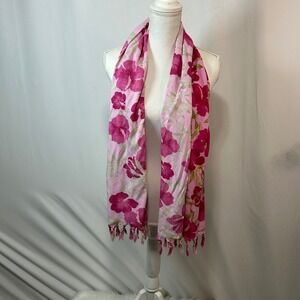 Hibiscus Collection Hawaii Pink Floral Rayon‎ Scarf Sarong Cover Up